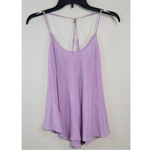 Lilly Pulitzer Tank Top X-Small Lavender 100% Silk Whimsical Fairy Beach Boho - Picture 2 of 9